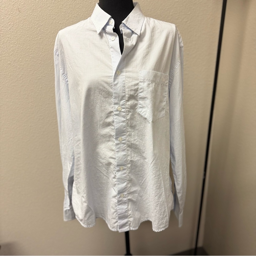 Armani Jeans Men's Light Blue Plaid Classic Fit Men's Shirt. Size XL